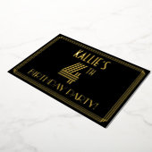 4th Birthdayパーティー—アールデコスタイル「4」 +名前 箔招待状 (回転した状態)