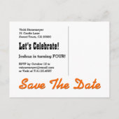 4th Birthday日付を保存D001オレンジスターズ 案内ポストカード (裏面)