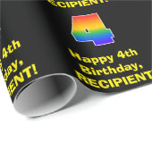 4th Birthday:おもしろい、カラフルレインボーインスパイア# 4 ラッピングペーパー (ロールコーナー)