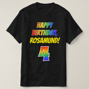4th Birthday — はっきりした, おもしろい, Rainbow 4, 名前をカスタムする Tシャツ