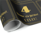 4th Birthday - インスパイアアールデコルック"4" & Name ラッピングペーパー (ロールコーナー)