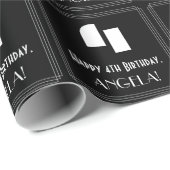4th Birthday: インスパイアアールデコルック"4" & Name ラッピングペーパー (ロールコーナー)
