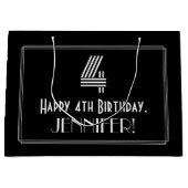 4th Birthday — インスパイアアールデコルック「4」 & Name ラージペーパーバッグ (正面)