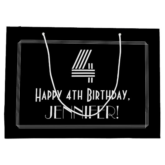 4th Birthday — インスパイアアールデコルック「4」 & Name ラージペーパーバッグ (裏面)