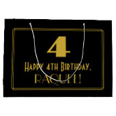 4th Birthday — インスパイアアールデコルック「4」 & Name ラージペーパーバッグ (裏面)