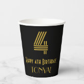4th Birthday: インスパイアアールデコルック"4" & Name 紙コップ (正面)