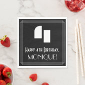 4th Birthday: インスパイアアールデコ検索"4" +名前 スタンダードランチョンナプキン (インサイチュ)