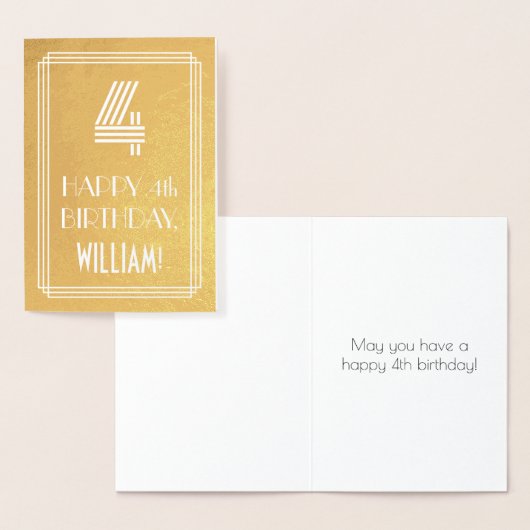 4th Birthday - インスパイアアールデコ検索"4" +名前 箔カード (ディスプレー)