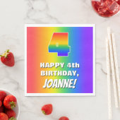 4th Birthday:, カラフルおもしろいレインボーパターン# 4 スタンダードランチョンナプキン (インサイチュ)