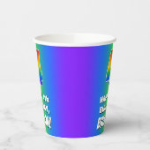 4th Birthday:, カラフルおもしろいレインボーパターン# 4 紙コップ (左)