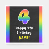 4th Birthday:レインボースペクトル# 4、名前をカスタムする スタンダードランチョンナプキン (正面)