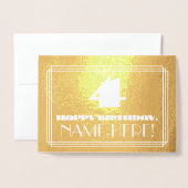 4th Birthday:名前+アールデコインスパイア見た目「4」 箔カード (封筒付き正面)