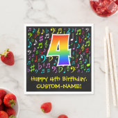 4th Birthday – 音楽カラフル記号、虹4 スタンダードランチョンナプキン (インサイチュ)