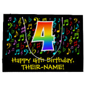 4th Birthday – 音楽カラフル記号、虹4 ラージペーパーバッグ (裏面)