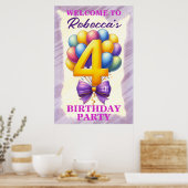 4th Birthday Balloonテーマ ポスター (キッチン)