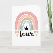 4th Birthday Boho Rainbow Party Kids 4 Years Old カード (正面)