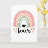 4th Birthday Boho Rainbow Party Kids 4 Years Old カード (黄色い花)