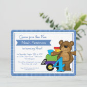 4th Birthday Boy招待状テディベアトレイン 招待状 (スタンド正面)