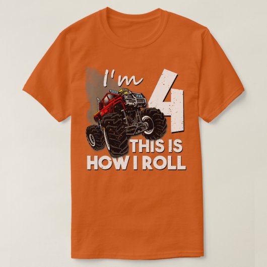 4th Birthday  Boy Monster Truck 4 Years Old Gift  Tシャツ (デザイン正面)