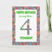 4th Birthday Card for a Son, Bright and Bubbly カード (正面)
