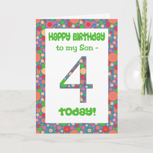 4th Birthday Card for a Son, Bright and Bubbly カード (正面)