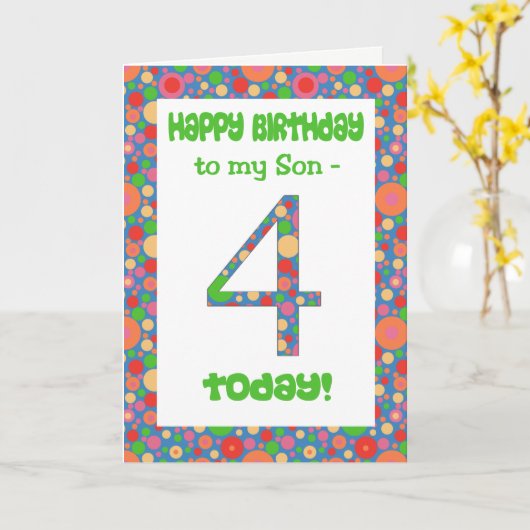 4th Birthday Card for a Son, Bright and Bubbly カード (黄色い花)
