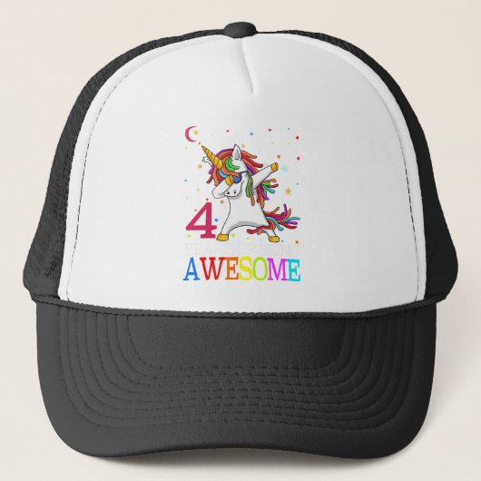 4th Birthday Dabbing Unicornパーティー キャップ (正面)