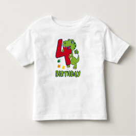 4th birthday dinosaur  トドラーTシャツ