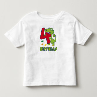 4th birthday dinosaur トドラーTシャツ