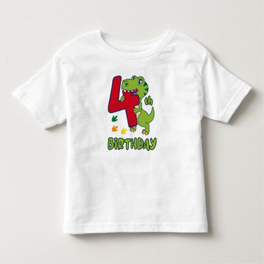 4th birthday dinosaur  トドラーTシャツ (正面)