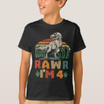 4th Birthday Dinosax TレックスRawr I'm 4 For Boys Tシャツ<br><div class="desc">恐竜を愛する若い古生物学者と4歳になった孫の息子のために「Rawr I'm 4」と言う恐竜のレックスをフィーチャーした素敵な4歳のデザイン。</div>