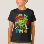 4th Birthday Dinosax TレックスRawr I'm 4 For Boys Tシャツ<br><div class="desc">恐竜を愛する若い古生物学者と4歳になった孫の息子のために「Rawr I'm 4」と言う恐竜のレックスをフィーチャーした素敵な4歳のデザイン。</div>