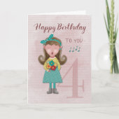 4th Birthday Girl歌うハッピーバースデー カード (正面)