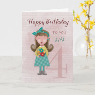 4th Birthday Girl歌うハッピーバースデー カード