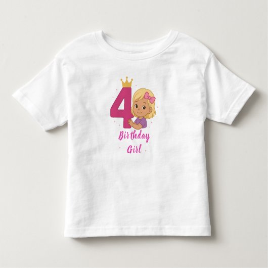 4th Birthday Girl Toddler 素晴らし Jersey T-Shirt トドラーTシャツ (正面)