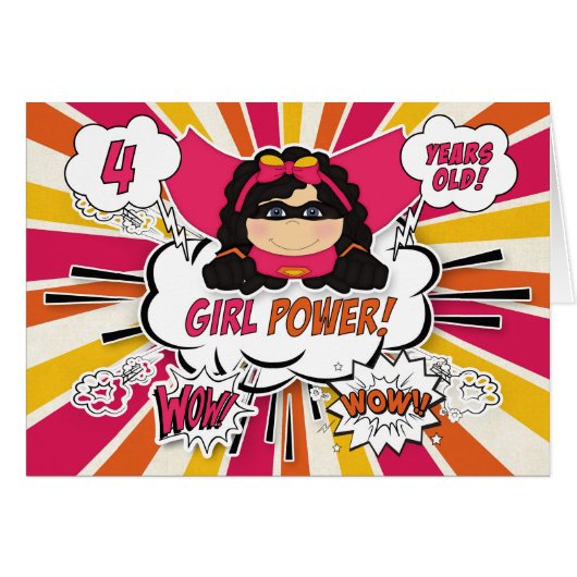 4th Birthday Girls すごい Kids Pink漫画 (正面横)