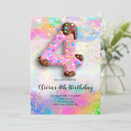 4th Birthday Girls Invitation 招待状 (スタンド正面)