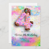 4th Birthday Girls Invitation 招待状 (正面/裏面)