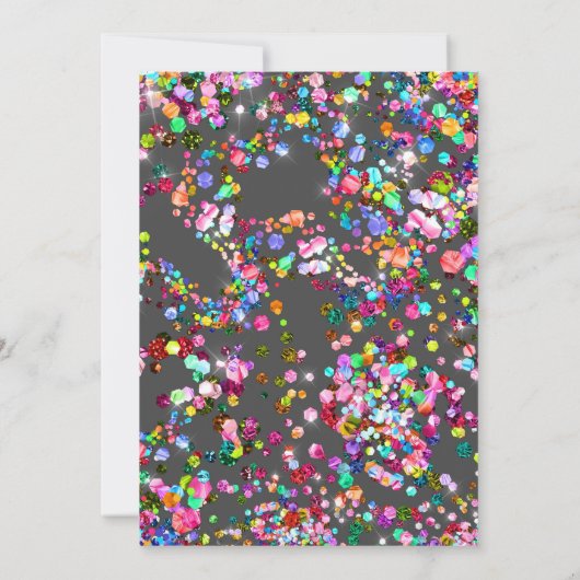 4th Birthday Invitation Glitter Sequin Rainbow 招待状 (裏面)