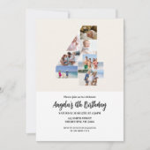 4th Birthday Invitation Minimalist - Number 4 招待状 (正面)