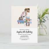 4th Birthday Invitation Minimalist - Number 4 招待状 (スタンド正面)