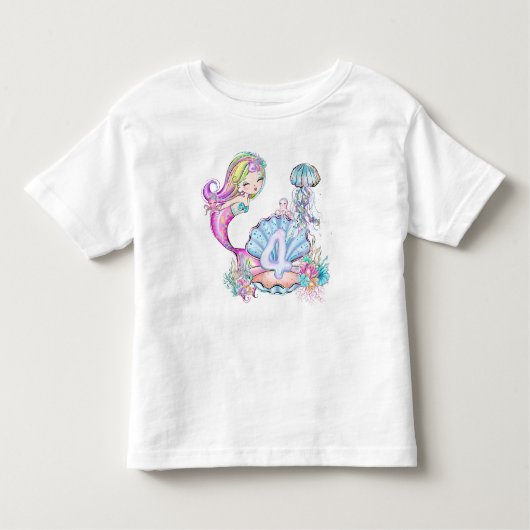 4th Birthday Mermaid トドラーTシャツ (正面)