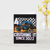 4th Birthday Monster Truck 4 Year Old Boys Party B カード (黄色い花)