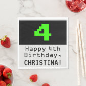 4th Birthday - Nerdy / オタク系のスタイル「4」 & Name スタンダードランチョンナプキン (インサイチュ)
