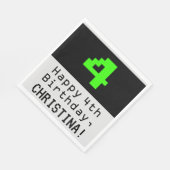 4th Birthday - Nerdy / オタク系のスタイル「4」 & Name スタンダードランチョンナプキン (角)