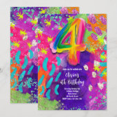 4th Birthday Painting Party 招待状 (正面/裏面)