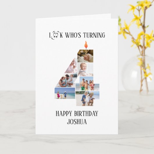 4th Birthday Photo Card カード (黄色い花)