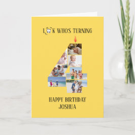4th Birthday Photo Card カード