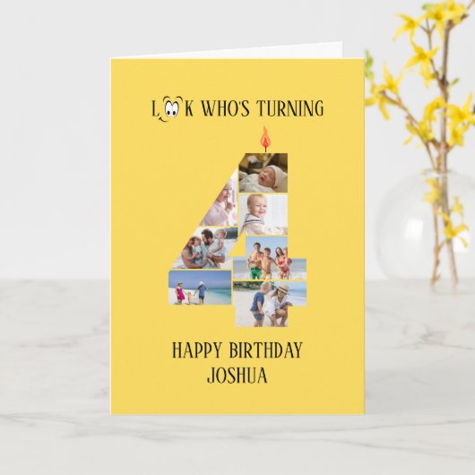 4th Birthday Photo Card カード (黄色い花)