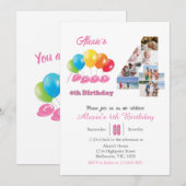 4th birthday photo collage number 4女の子 招待状 (正面/裏面)